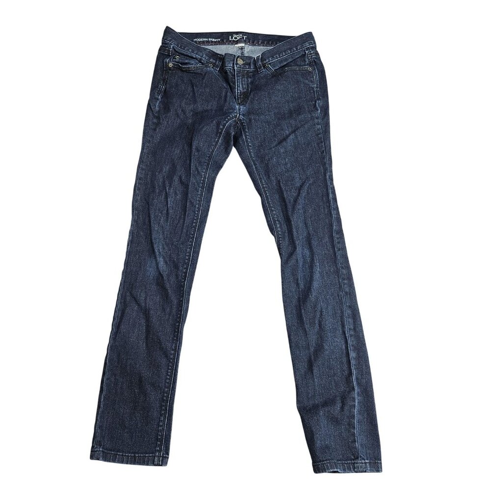 Ann Taylor LOFT‎ Modern Skinny Jeans Womens 4P Blue Dark Wash Stretch Denim
